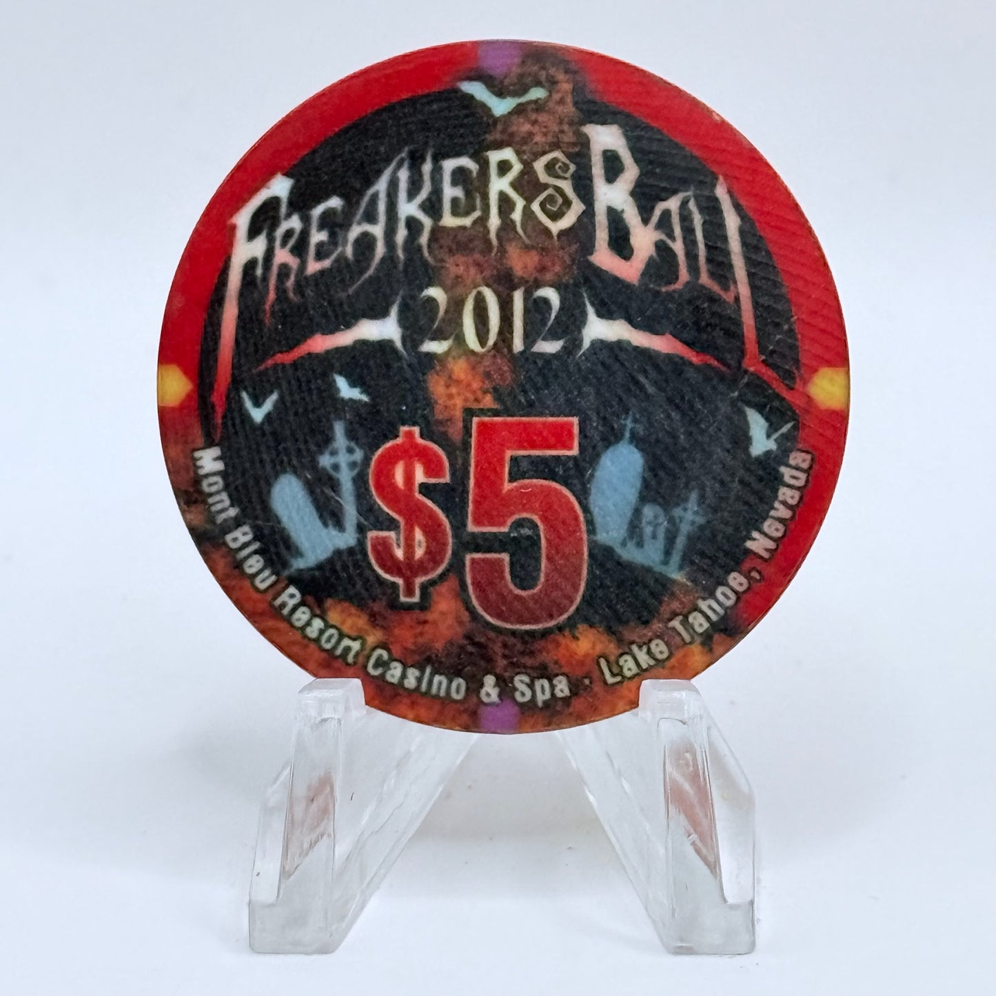 Montbleu Lake Tahoe Nevada 2012 'Freakers Ball' LE $5 Casino Chip D0870