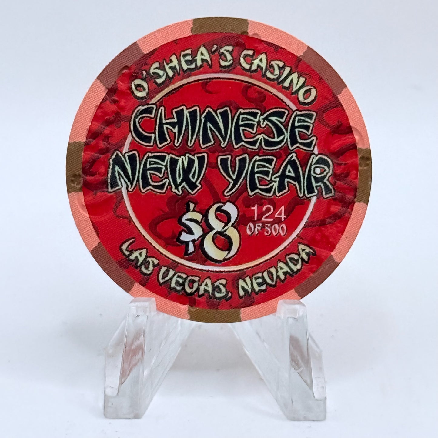 O'Sheas Las Vegas Nevada 2002 'Year Of The Horse' LE $8 Casino Chip V9318