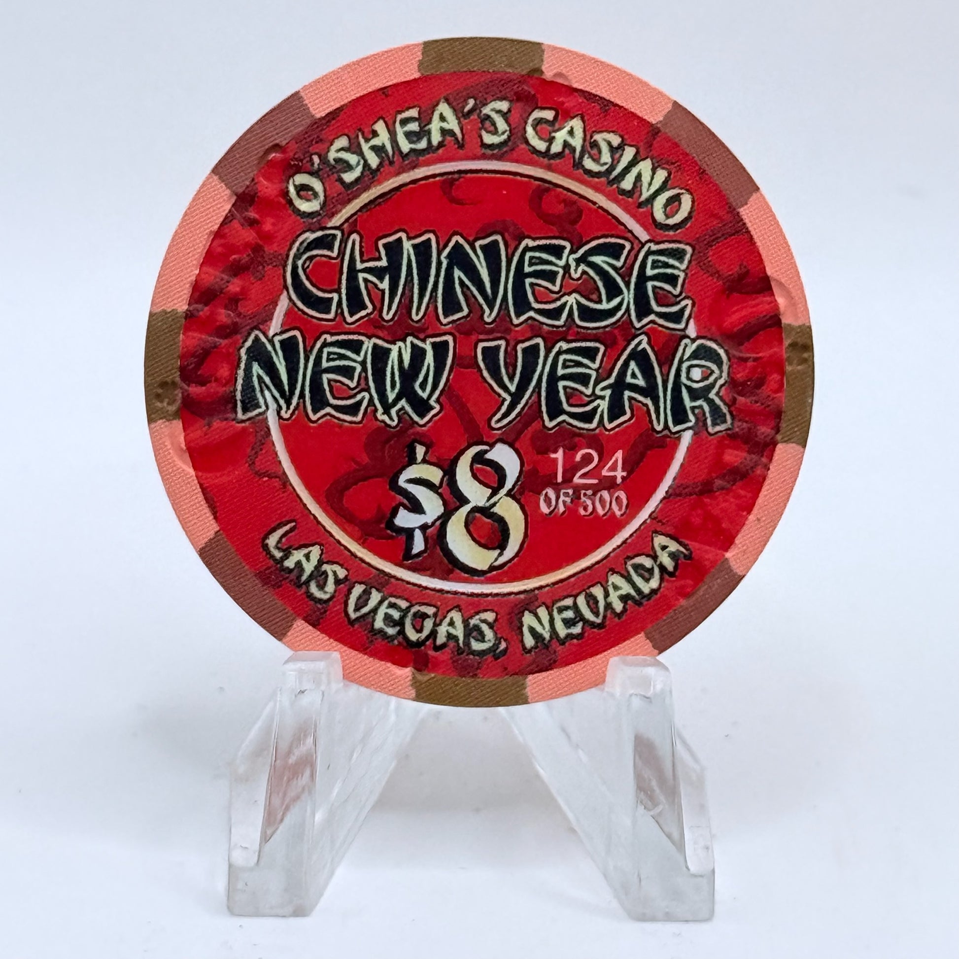 O'Sheas Las Vegas Nevada 2002 'Year Of The Horse' LE $8 Casino Chip V9318