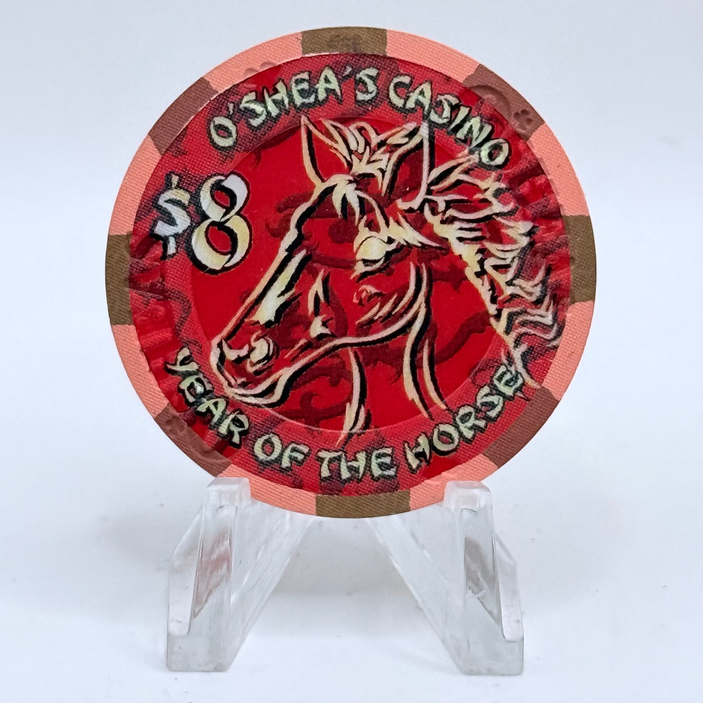 O'Sheas Las Vegas Nevada 2002 'Year Of The Horse' LE $8 Casino Chip V9318