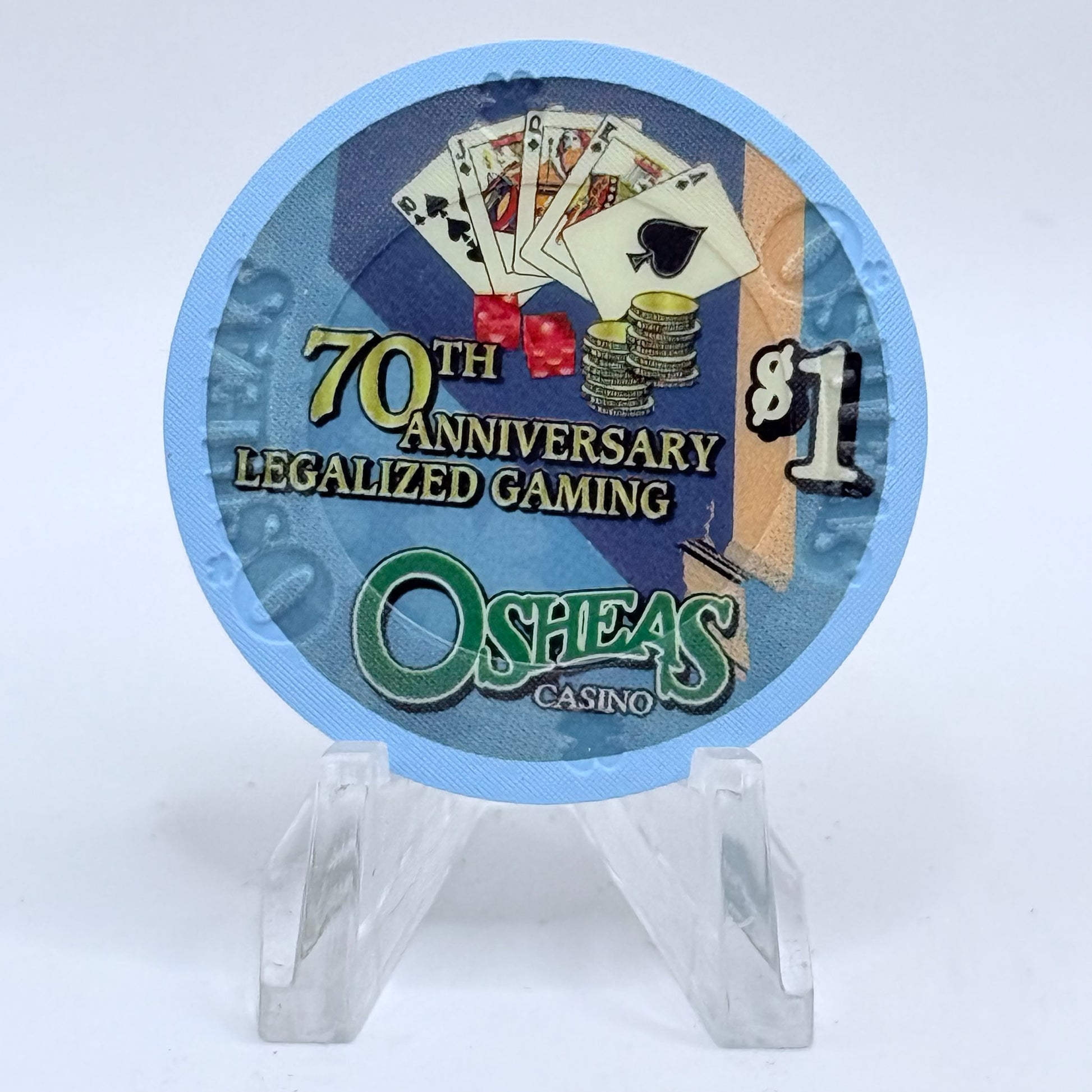 O'Sheas Las Vegas Nevada 2001 '70th Anniversary Legalized Gaming' LE $1 Casino Chip V9308