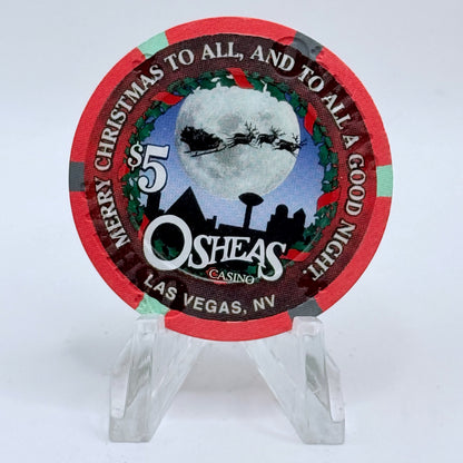 O'Sheas Las Vegas Nevada 2000 'Christmas' LE $5 Casino Chip V7455