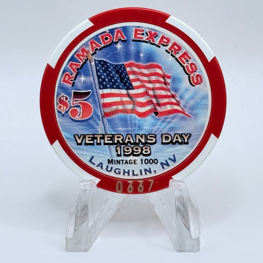 Ramada Express Laughlin Nevada 1998 'Veterans Day' LE $5 Casino Chip V3250
