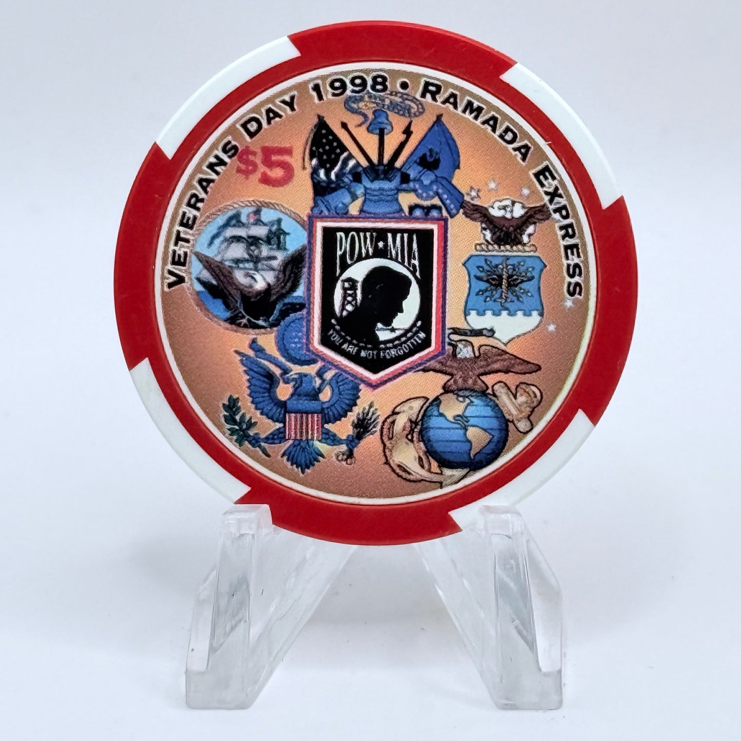 Ramada Express Laughlin Nevada 1998 'Veterans Day' LE $5 Casino Chip V3250