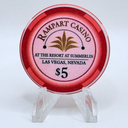 Rampart Casino Las Vegas Nevada 2002 $5 Casino Chip V9552