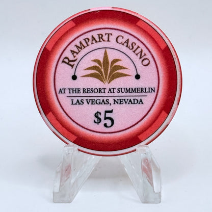 Rampart Casino Las Vegas Nevada 2002 $5 Casino Chip V9552