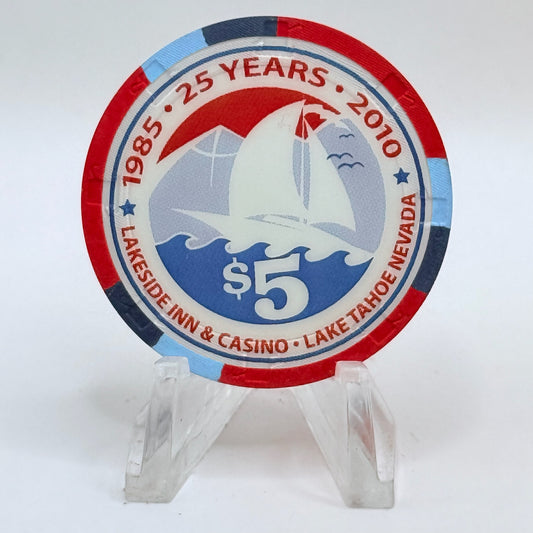 Lakeside Inn Lake Tahoe Nevada 2010 '25 Years' $5 Casino Chip D0065