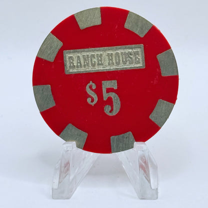 Ranch House Wells Nevada 1980 $5 Casino Chip N6469