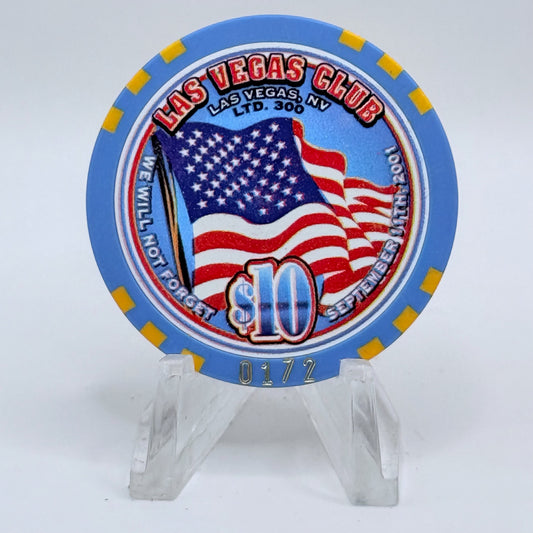 Las Vegas Club Las Vegas Nevada 2002 'We Will Not Forget 9-11' LE $10 Casino Chip E1305