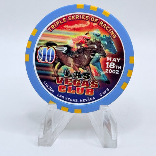 Las Vegas Club Las Vegas Nevada 2002 'Triple Series Racing May 18th' LE $10 Casino Chip E1311