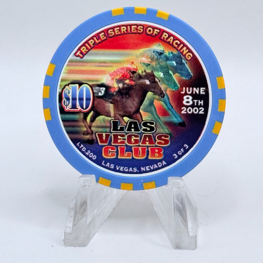 Las Vegas Club Las Vegas Nevada 2002 'Triple Series Racing June 8' LE $10 Casino Chip E1310