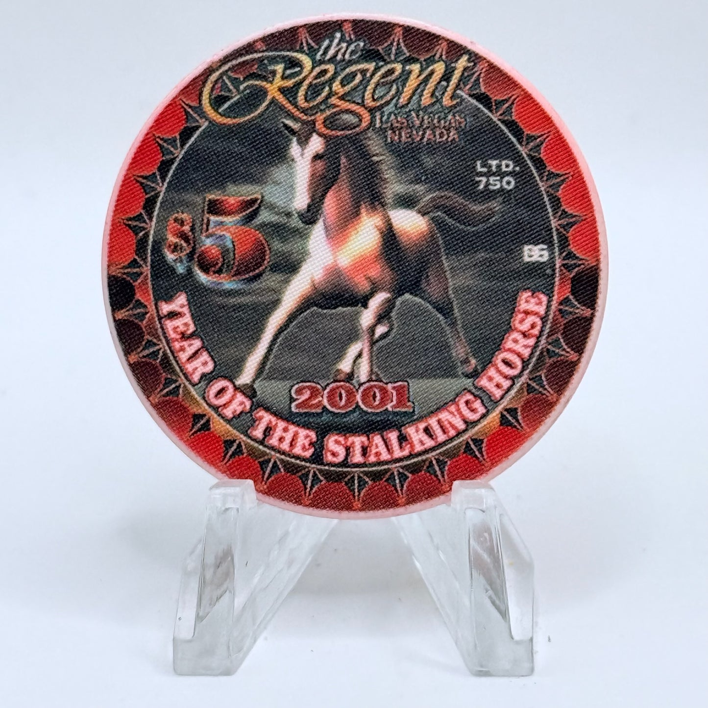 The Regent Las Vegas Nevada 2001 'Year Of The Stalking Horse' LE $5 Casino Chip V9583