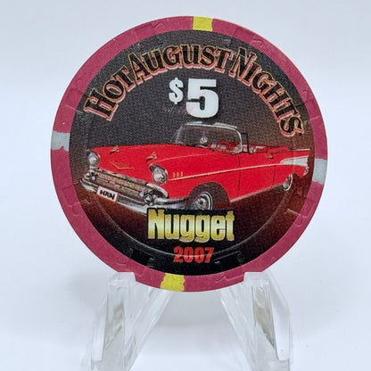 John Ascuaga's Nugget Sparks Nevada 2007 'Hot August Nights' LE $5 Casino Chip E6454