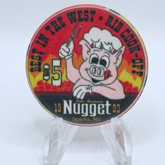 John Ascuaga's Nugget Sparks Nevada 1993 'Best in the West, Rib Cook-Off' LE $5 Casino Chip N0643
