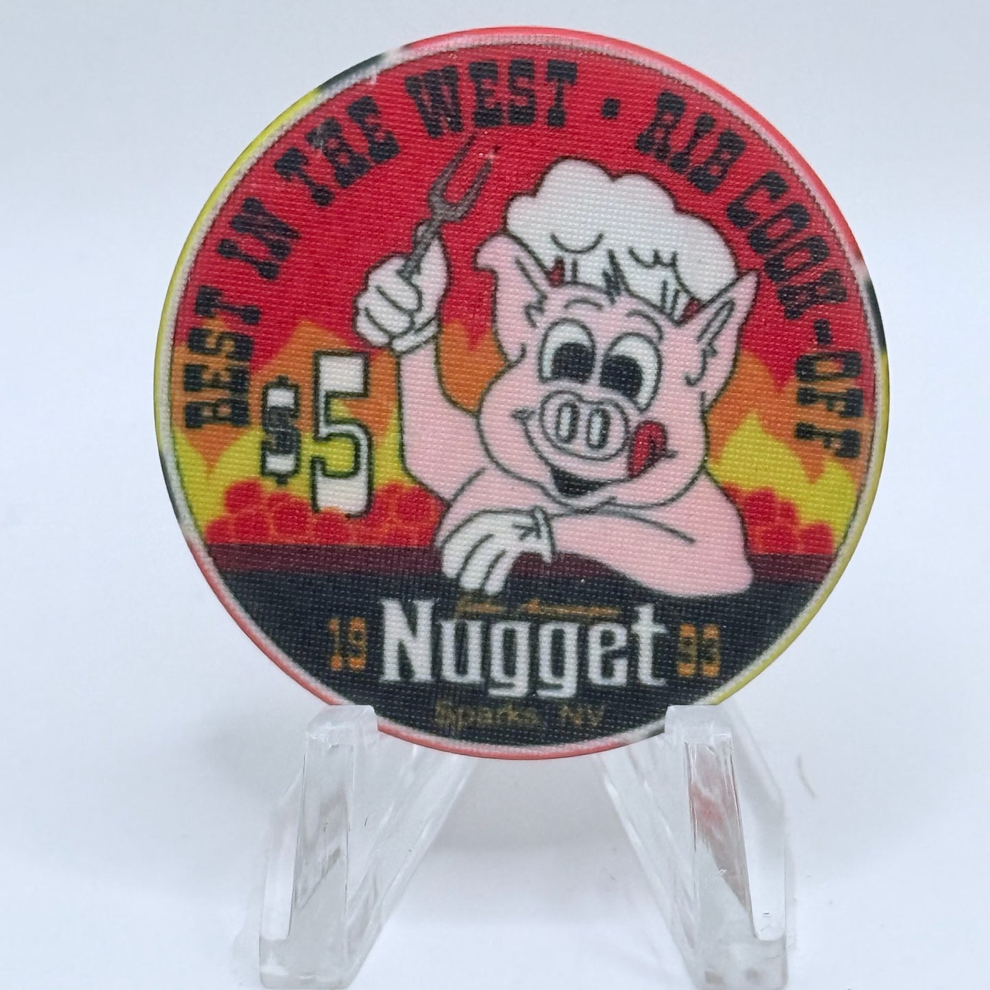 John Ascuaga's Nugget Sparks Nevada 1993 'Best in the West, Rib Cook-Off' LE $5 Casino Chip N0643
