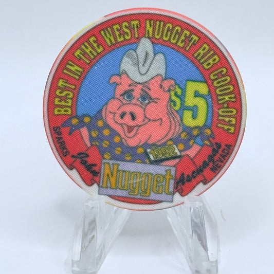 John Ascuaga's Nugget Sparks Nevada 1992 'Best in the West, Rib Cook-Off' LE $5 Casino Chip N0641