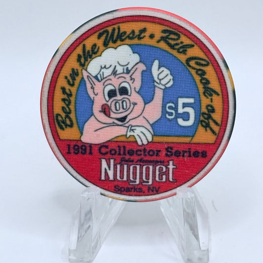 John Ascuaga's Nugget Sparks Nevada 1991 'Best in the West, Rib Cook-Off' LE $5 Casino Chip N5400