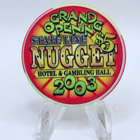 State Line Nugget Wendover Nevada 2002 'Grand Opening' LE $5 Casino Chip E1715