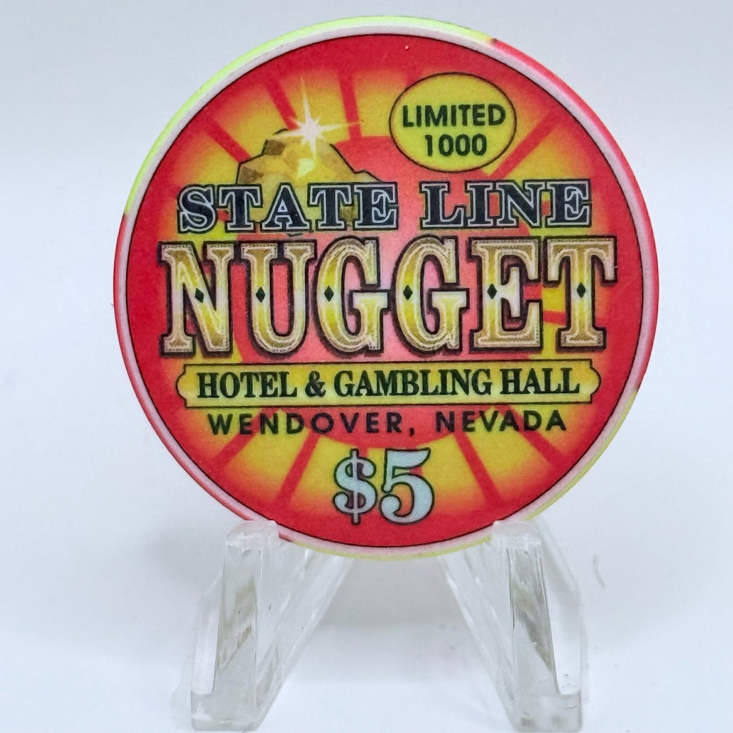 State Line Nugget Wendover Nevada 2002 'Grand Opening' LE $5 Casino Chip E1715