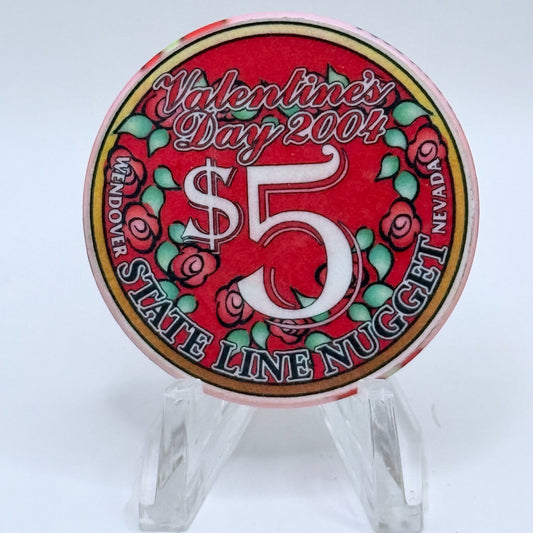 State Line Nugget Wendover Nevada 2004 'Valentine's Day' LE $5 Casino Chip E1717
