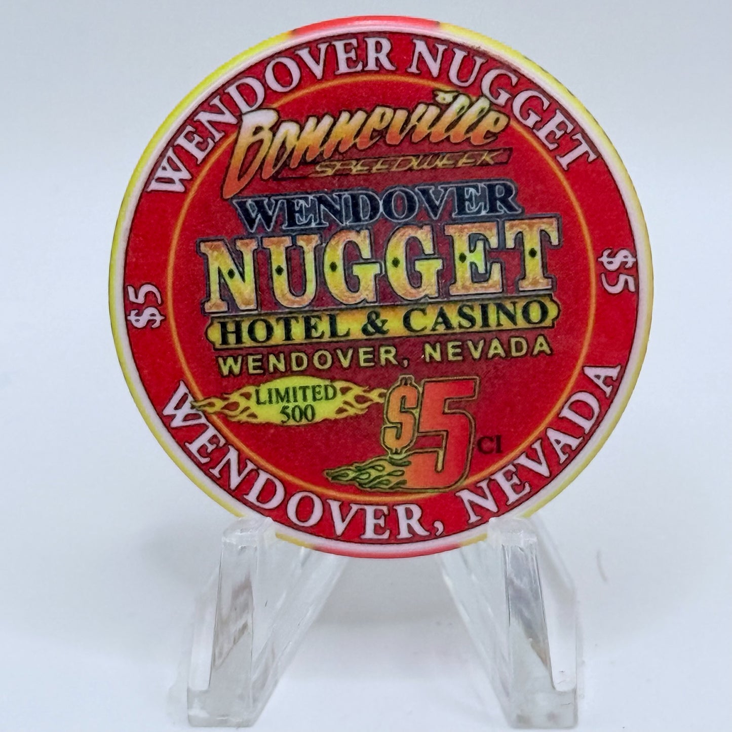 Wendover Nugget Wendover Nevada 2006 'Bonneville Speedway' LE $5 Casino Chip E5698