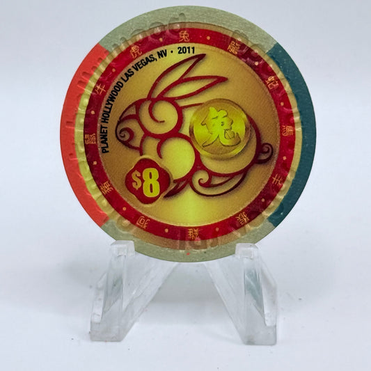 Planet Hollywood Las Vegas Nevada 2011 'Year Of The Rabbit' LE $8 Casino Chip D0002