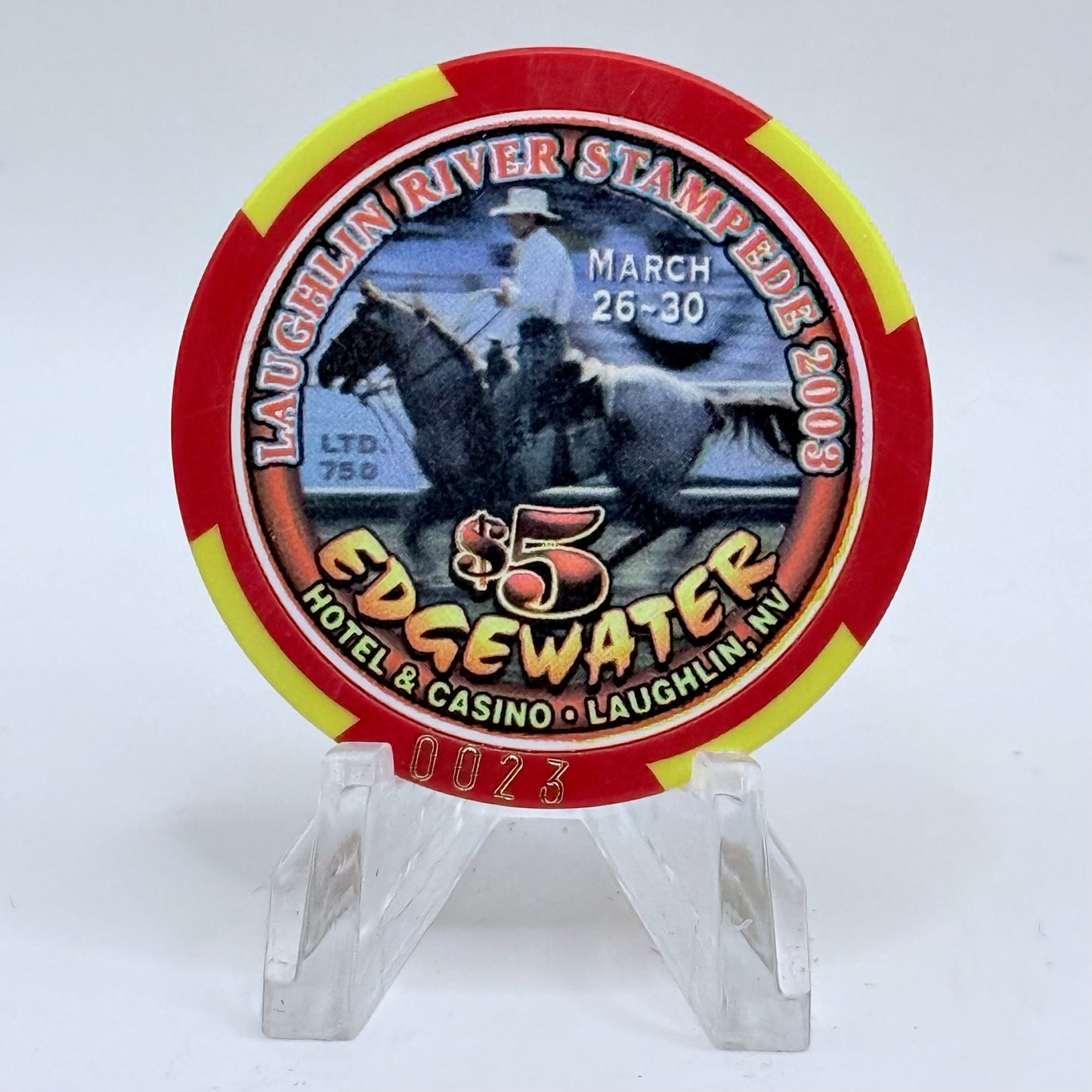 Edgewater Laughlin Nevada 2003 '#0023' LE $5 Casino Chip E4504