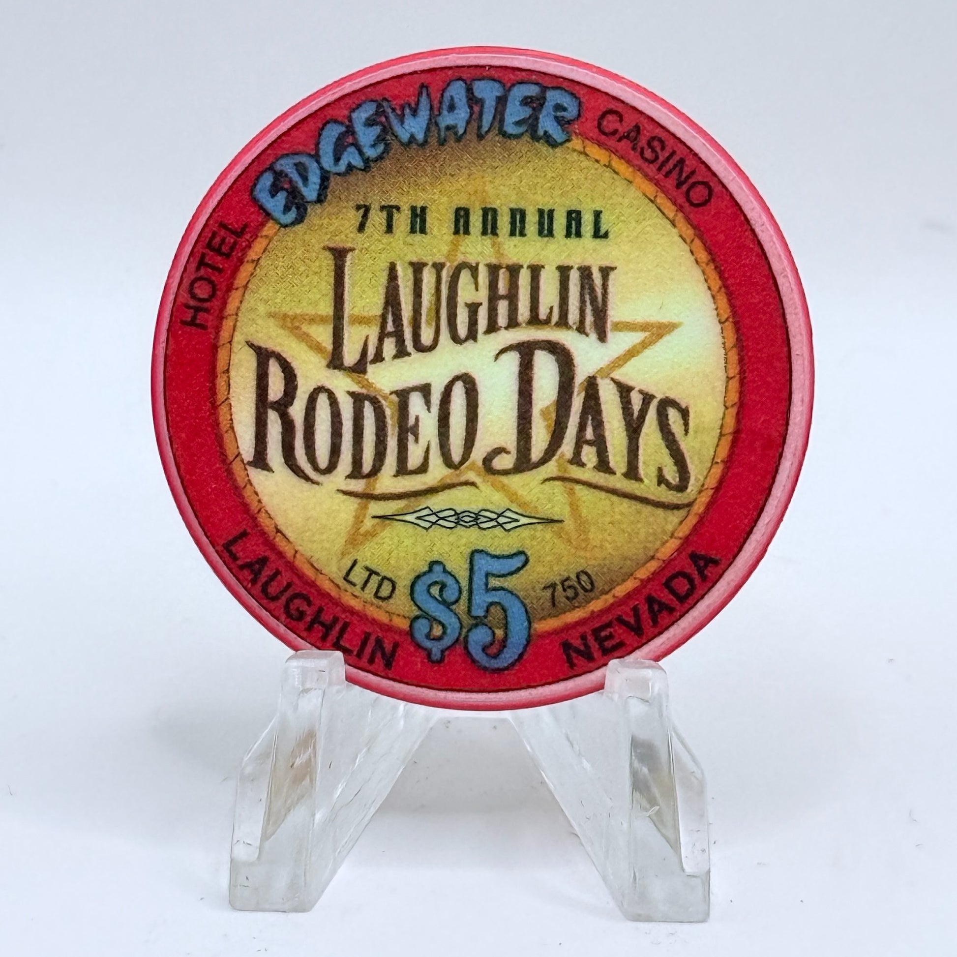 Edgewater Laughlin Nevada 2001 LE $5 Casino Chip V7430