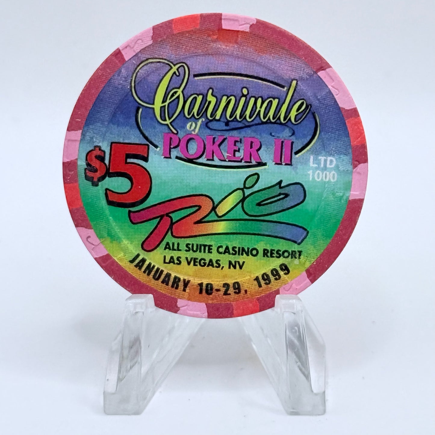 Rio Las Vegas Nevada 1999 'Carnivale Of Poker II' LE $5 Casino Chip V3296