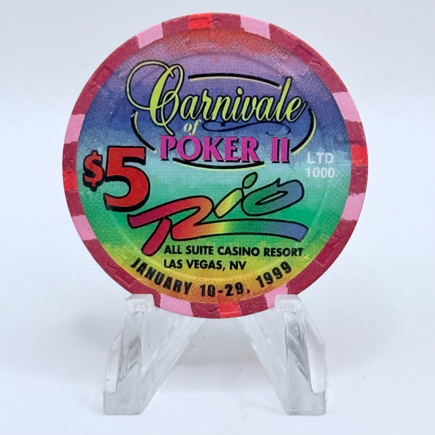 Rio Las Vegas Nevada 1999 'Carnivale Of Poker II' LE $5 Casino Chip V3296