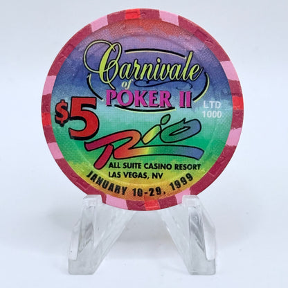 Rio Las Vegas Nevada 1999 'Carnivale Of Poker II' LE $5 Casino Chip V3296