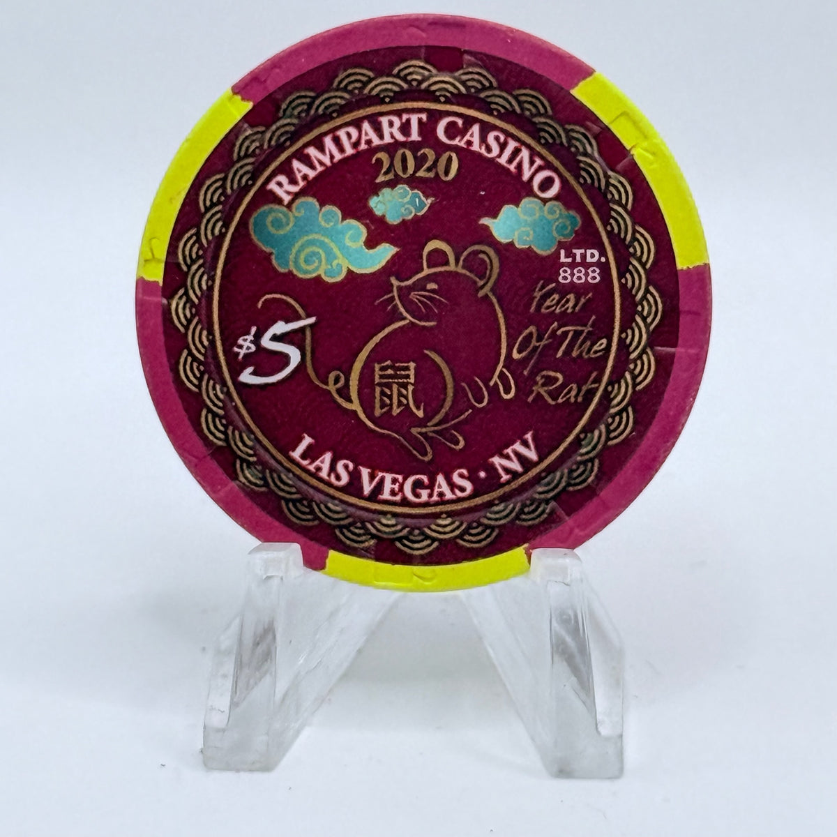 Rampart Casino Las Vegas Nevada 2020 'Year Of The Rat' LE $5 Casino Chip