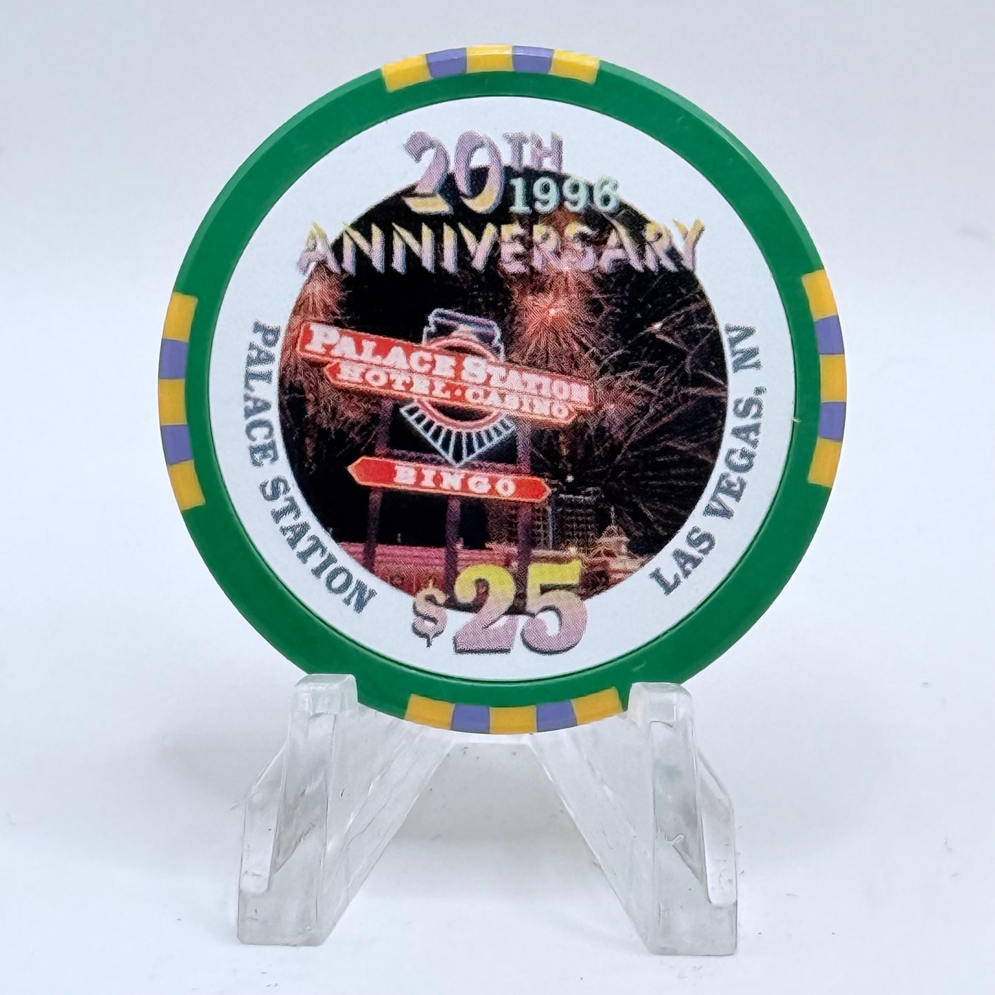Palace Station Las Vegas Nevada 1996 '20th Anniversary' LE $25 Casino Chip N8937