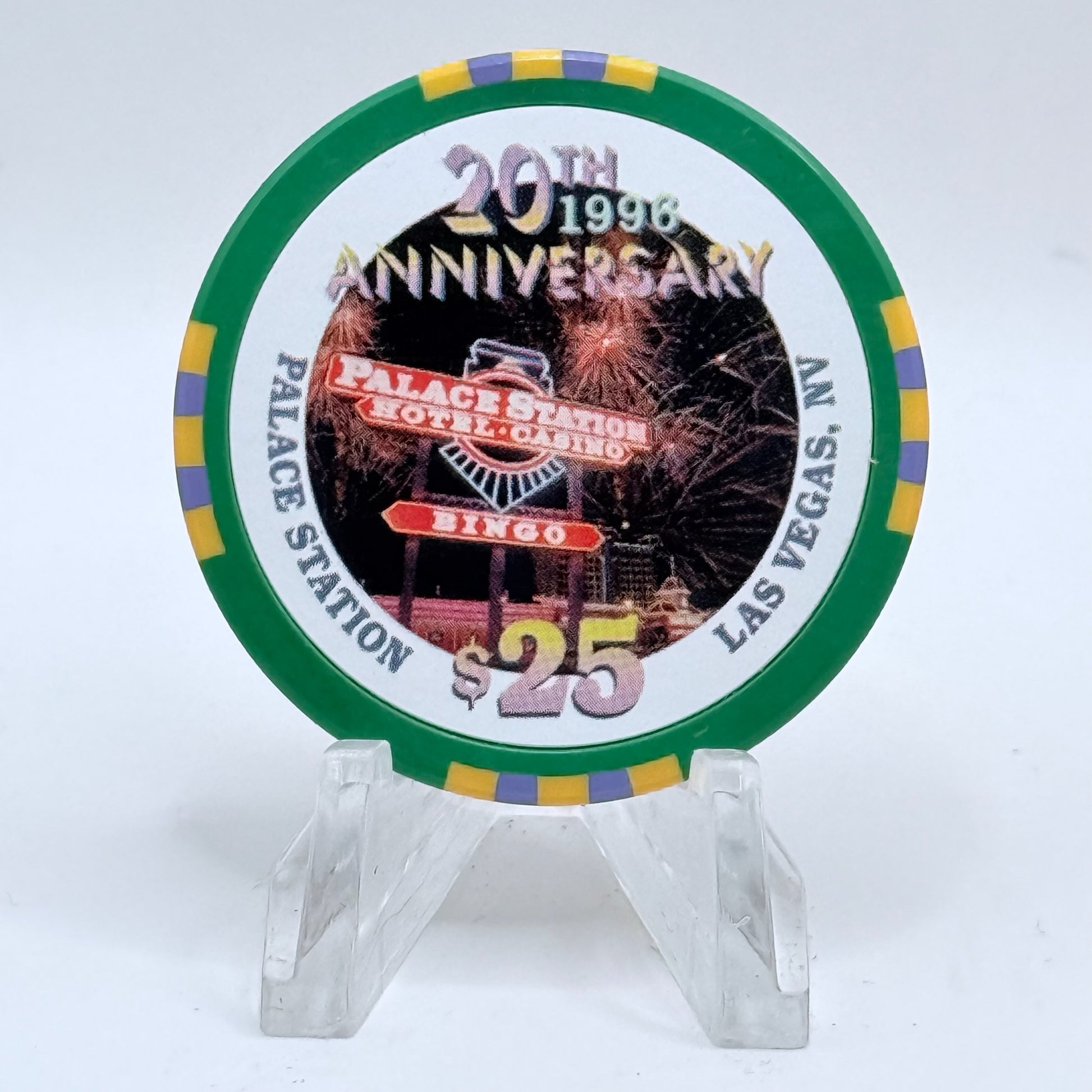 Palace Station Las Vegas Nevada 1996 '20th Anniversary' LE $25 Casino Chip N8937