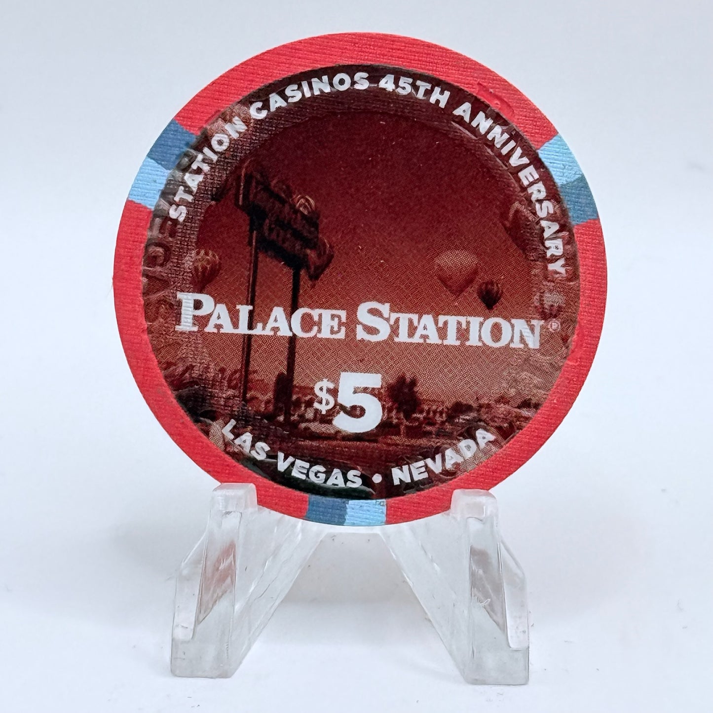 Palace Station Las Vegas Nevada 2021 '45th Anniversary' LE $5 Casino Chip