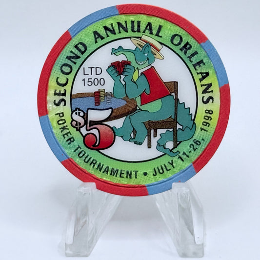 The Orleans Las Vegas Nevada 1998 'Second Annual Poker Tournament' LE $5 Casino Chip V3184