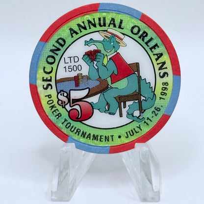 The Orleans Las Vegas Nevada 1998 'Second Annual Poker Tournament' LE $5 Casino Chip V3184