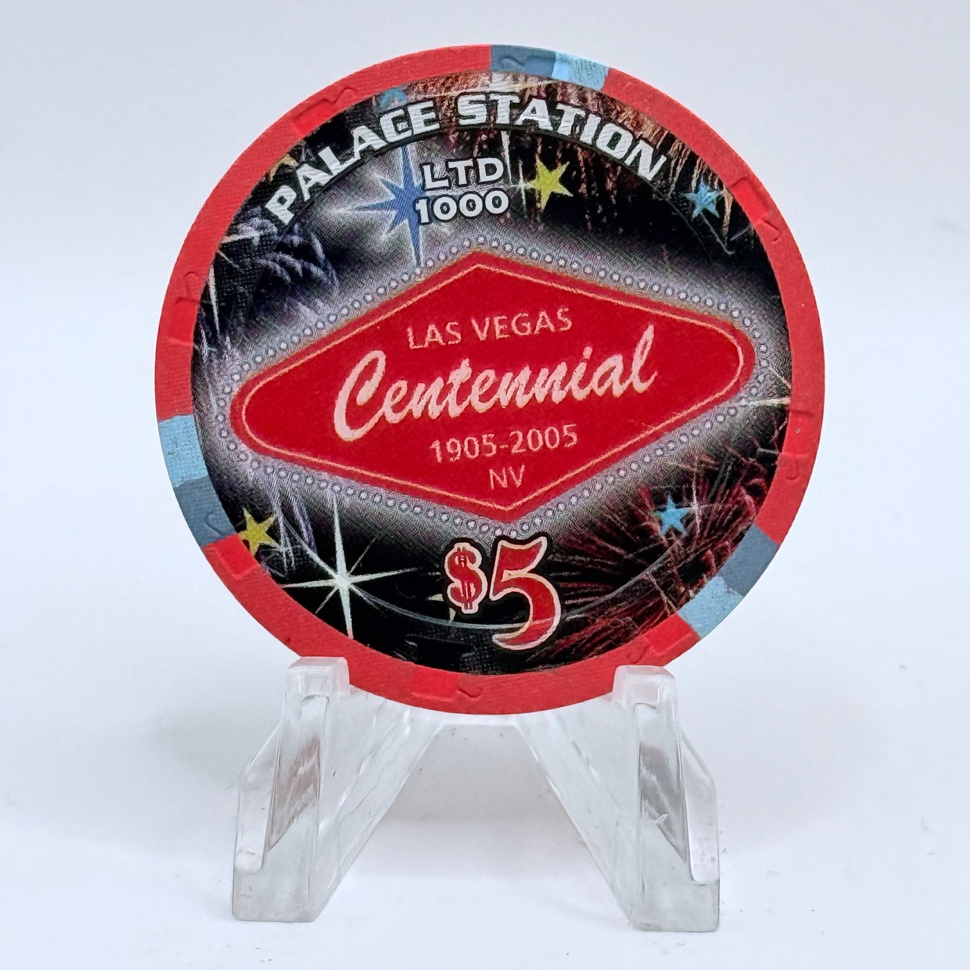 Palace Station Las Vegas Nevada 2005 'Las Vegas Centennial' LE $5 Casino Chip E4361