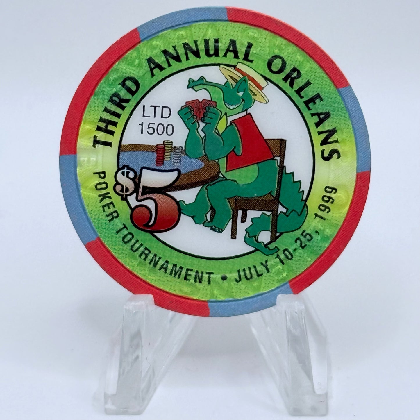 The Orleans Las Vegas Nevada 1999 'Third Annual Poker Tournament' LE $5 Casino Chip V5159