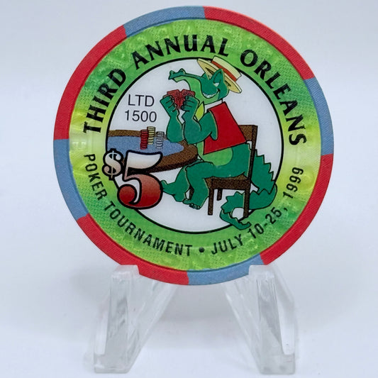 The Orleans Las Vegas Nevada 1999 'Third Annual Poker Tournament' LE $5 Casino Chip V5159
