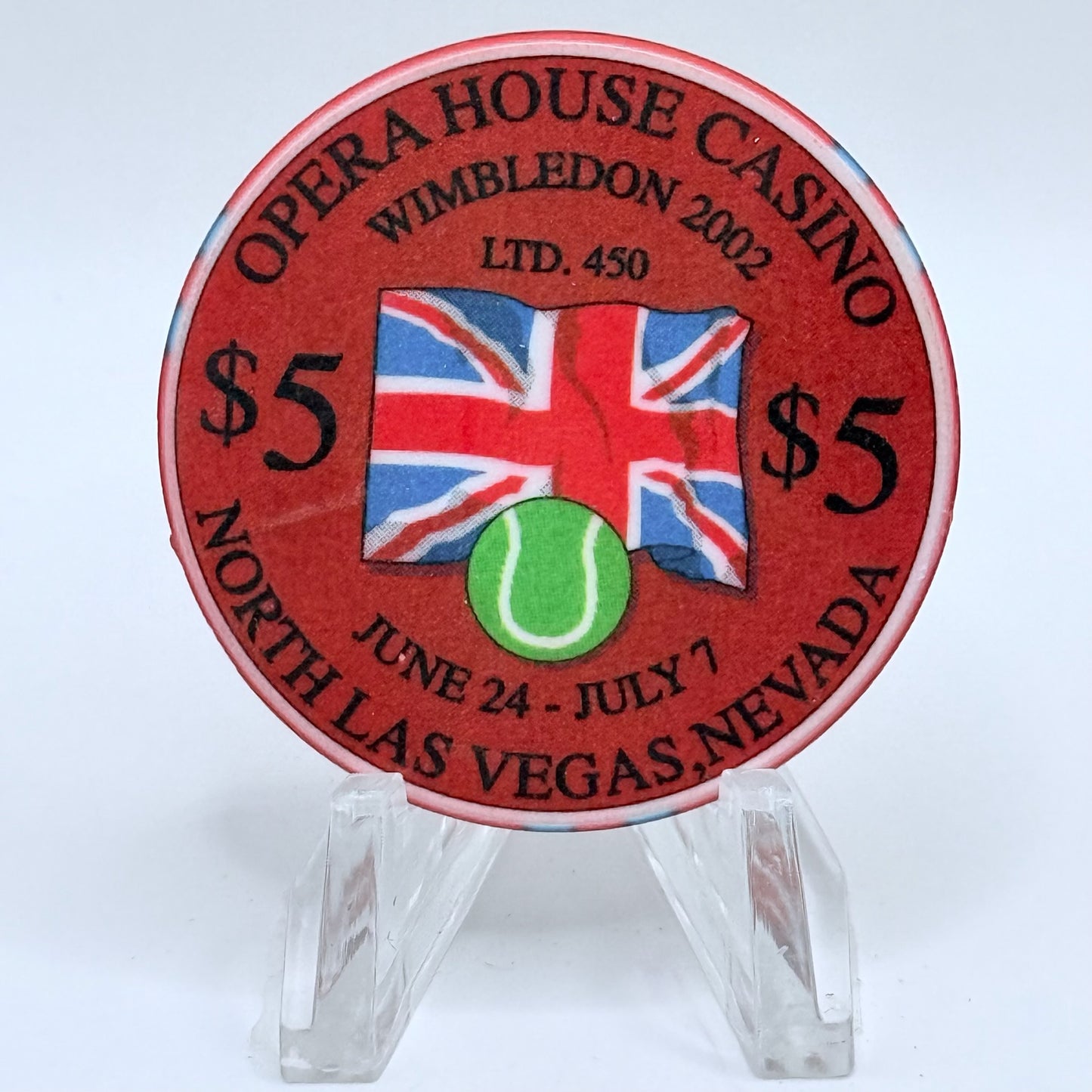 Opera House Casino N. Las Vegas Nevada 2002 'Wimbledon' LE $5 Casino Chip E1748