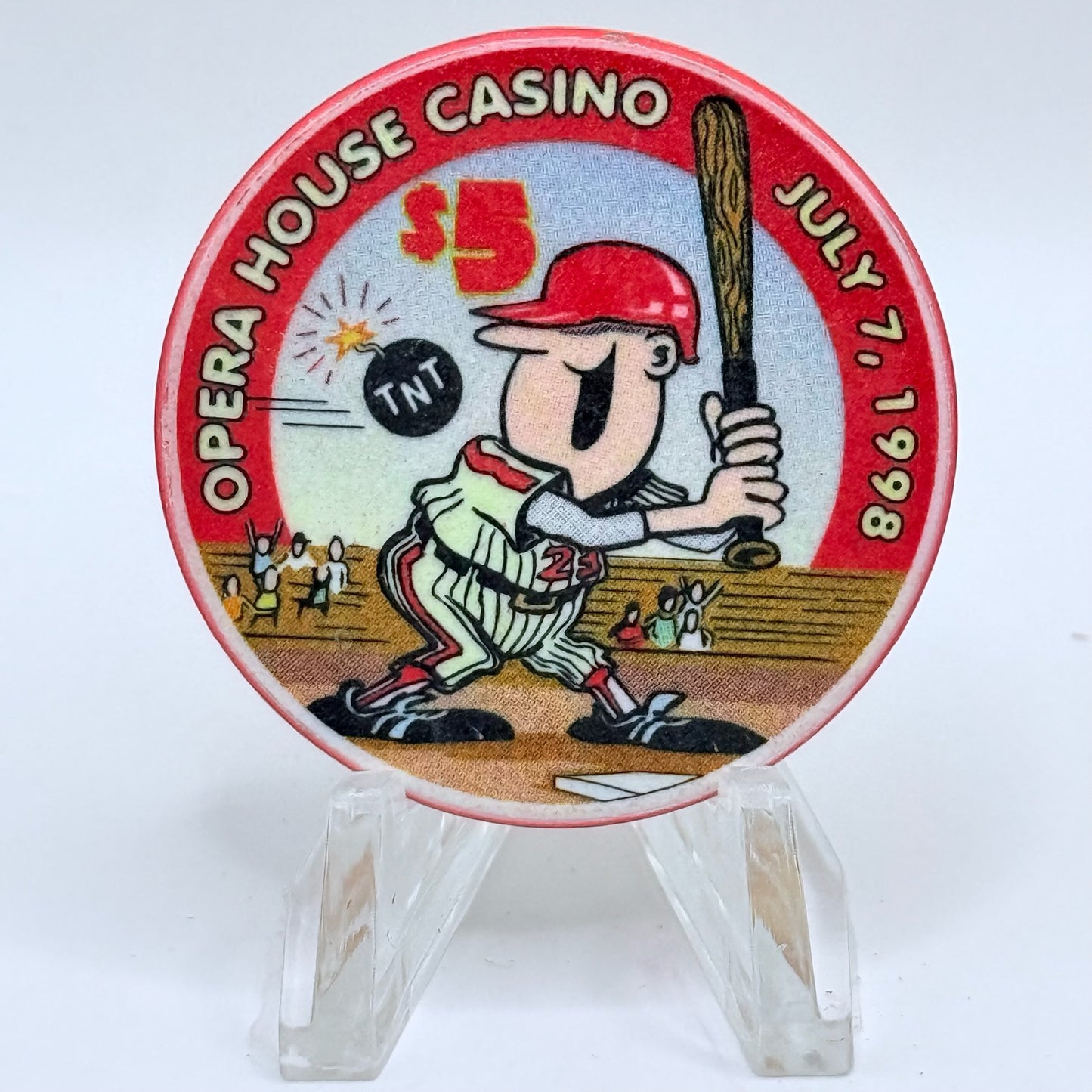 Opera House Casino N. Las Vegas Nevada 1998 'Baseball's Best' LE $5 Casino Chip V3169