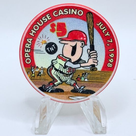 Opera House Casino N. Las Vegas Nevada 1998 'Baseball's Best' LE $5 Casino Chip V3169