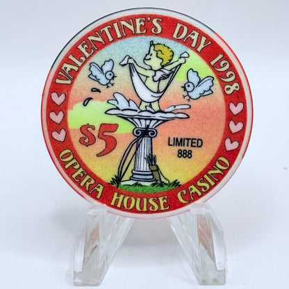 Opera House Casino N. Las Vegas Nevada 1998 'Valentines Day' LE $5 Casino Chip V1252