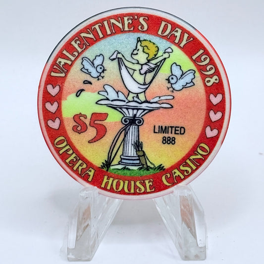 Opera House Casino N. Las Vegas Nevada 1998 'Valentines Day' LE $5 Casino Chip V1252