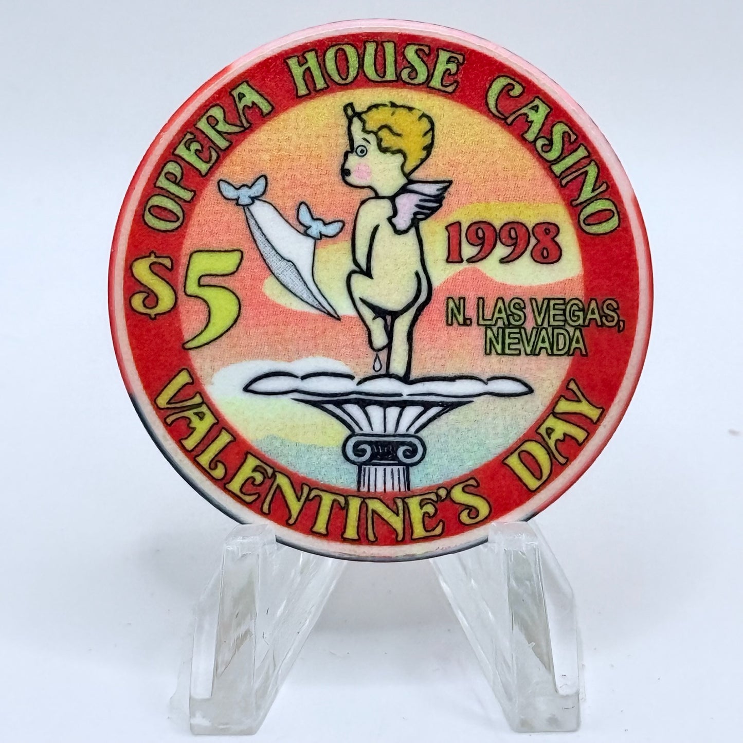 Opera House Casino N. Las Vegas Nevada 1998 'Valentines Day' LE $5 Casino Chip V1252