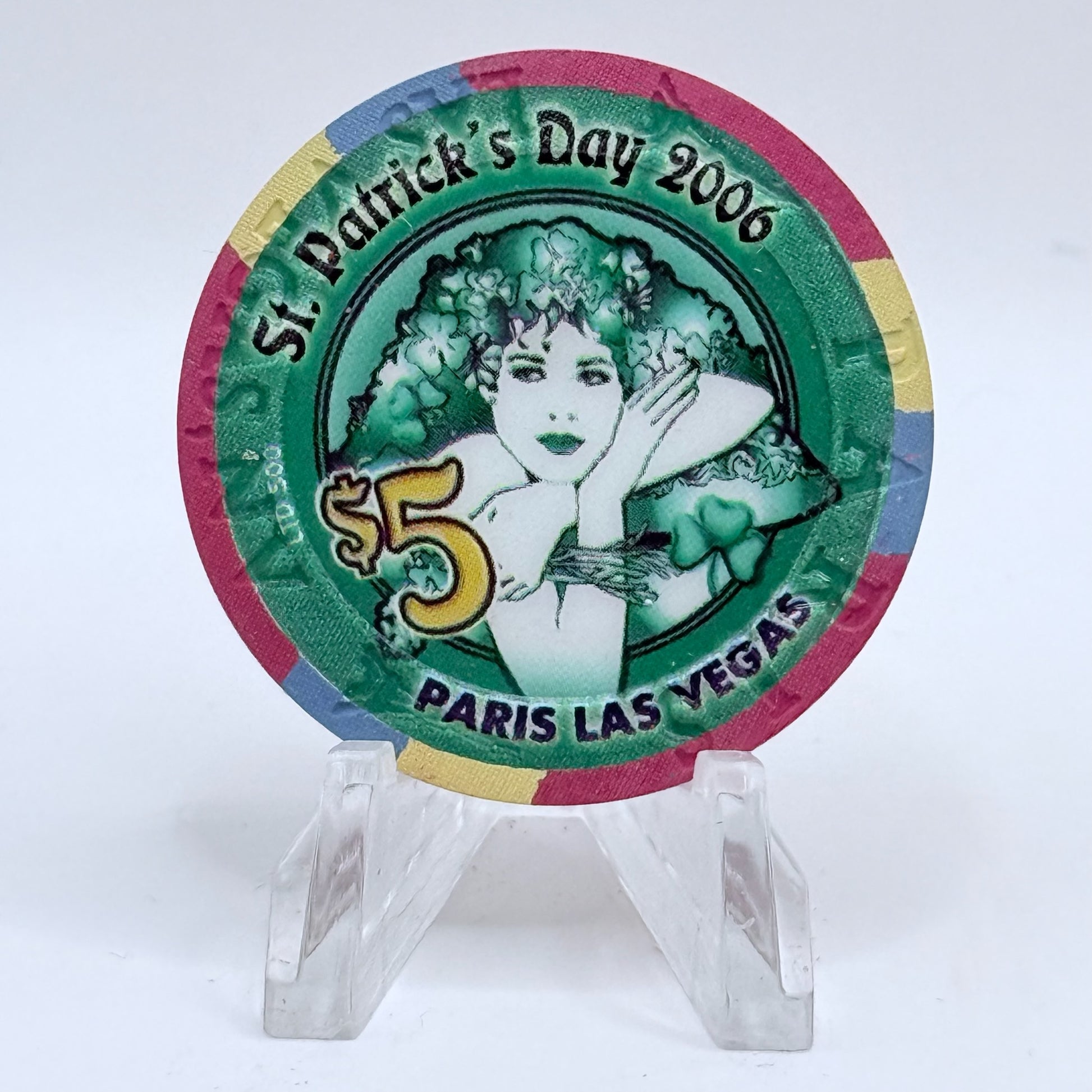 Paris Las Vegas Nevada 2006 'St. Patrick's Day' LE $5 Casino Chip E8205