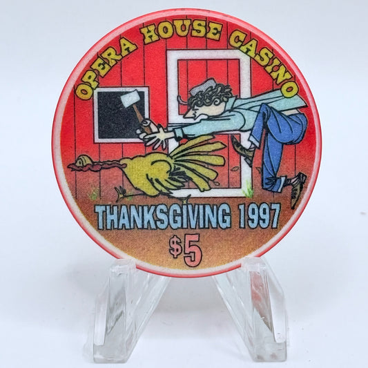 Opera House Casino N. Las Vegas Nevada 1997 'Thanksgiving' LE $5 Casino Chip V1251
