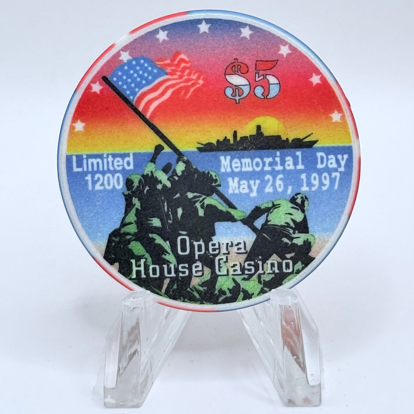Opera House Casino N. Las Vegas Nevada 1997 'Memorial Day' LE $5 Casino Chip V1247