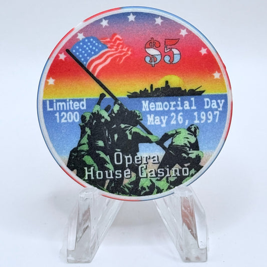 Opera House Casino N. Las Vegas Nevada 1997 'Memorial Day' LE $5 Casino Chip V1247